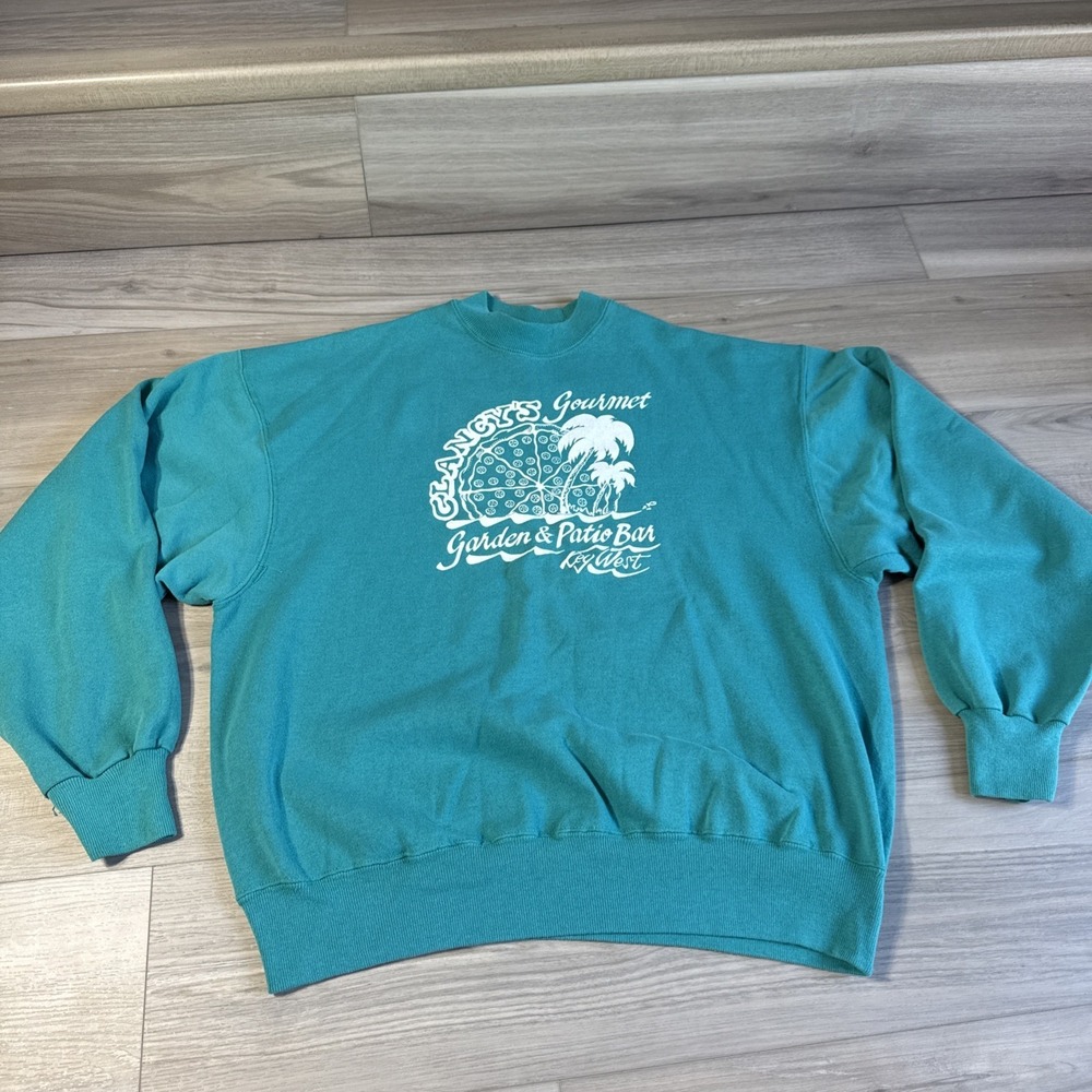 Vintage Clancy's Gourmet Garden & Patio Bar Key‎ West Hanes Sweatshirt Sz XL